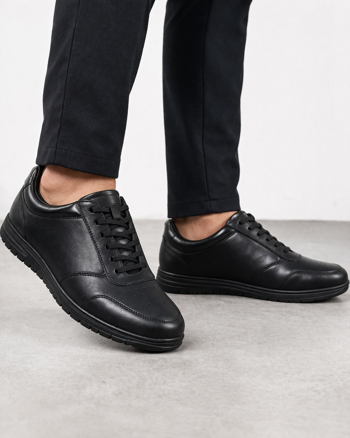 Black Leather Sneakers