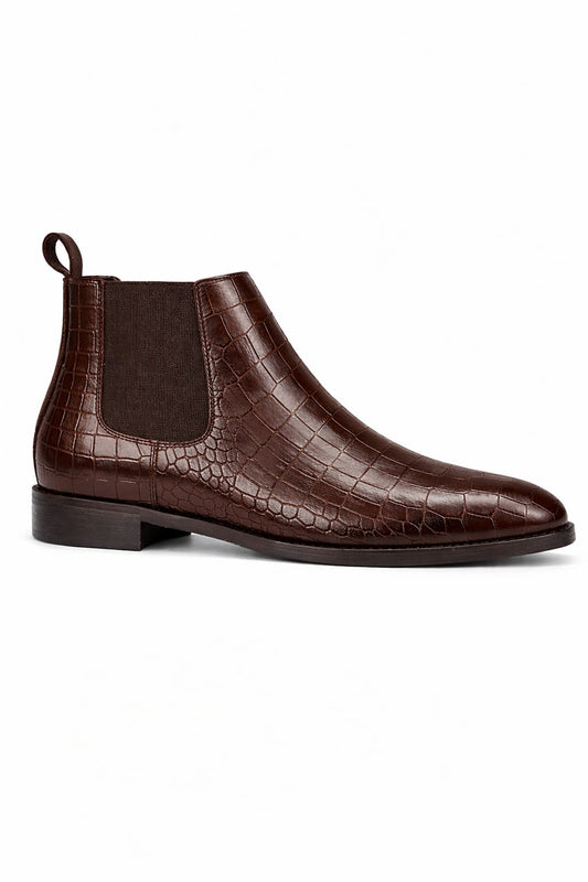 Premium Leather Chelsea Boot - Crocodile Pattern