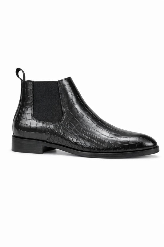 Premium Leather Chelsea Boot - Crocodile Pattern
