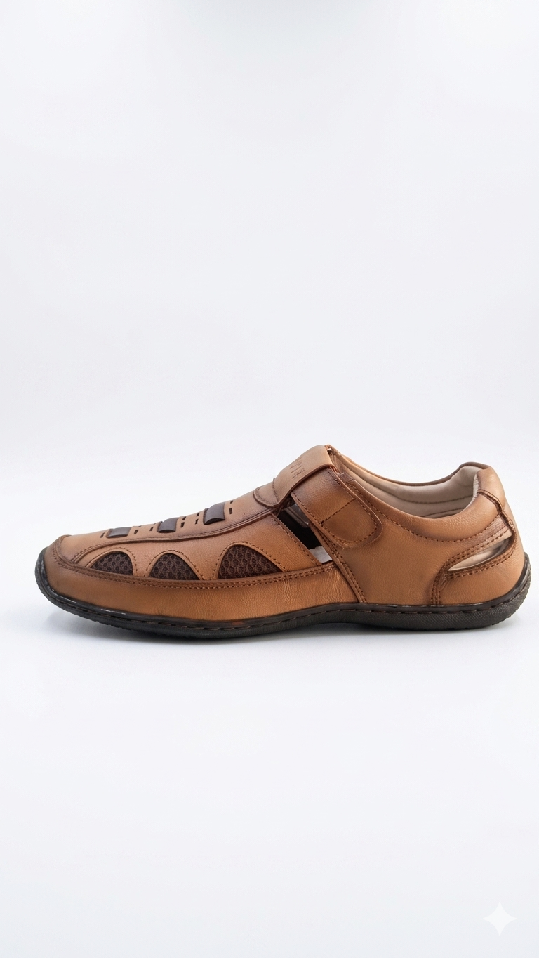 Men's Leather Sandals with Orthopedic Support