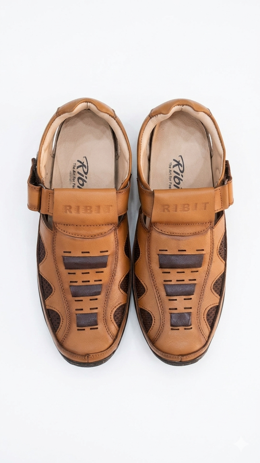 Men's Leather Sandals with Orthopedic Support
